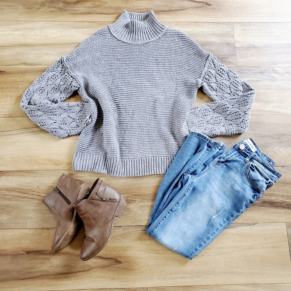 Waffle knit chunky sweater